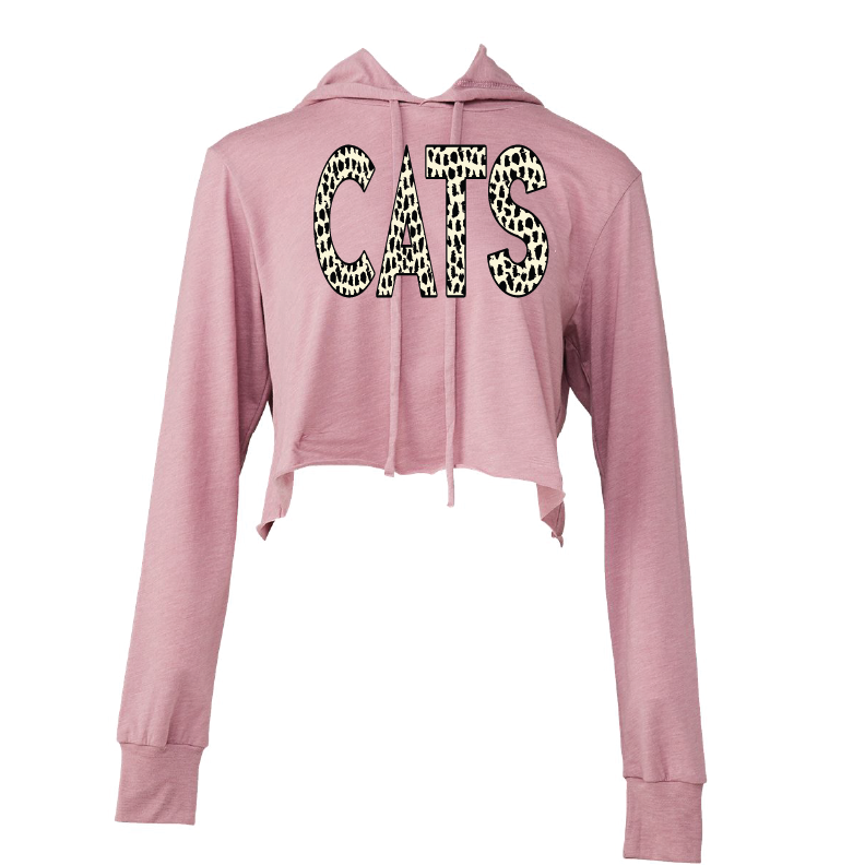 CATS - pink crop hoodie